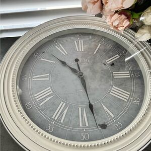 Filigree Mantel WhisperTime Wall Clock in Cream and Gray